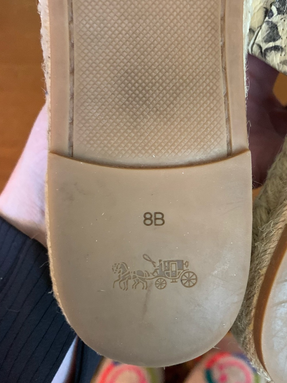 Coach Espadrille Slide with Black Logo Patch and Natural Rope - Picture 4 of 4